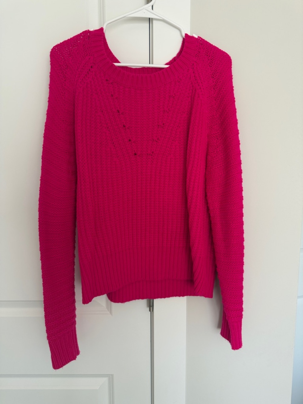 Skies Are Blue Bright Hot Pink Crewneck Sweater